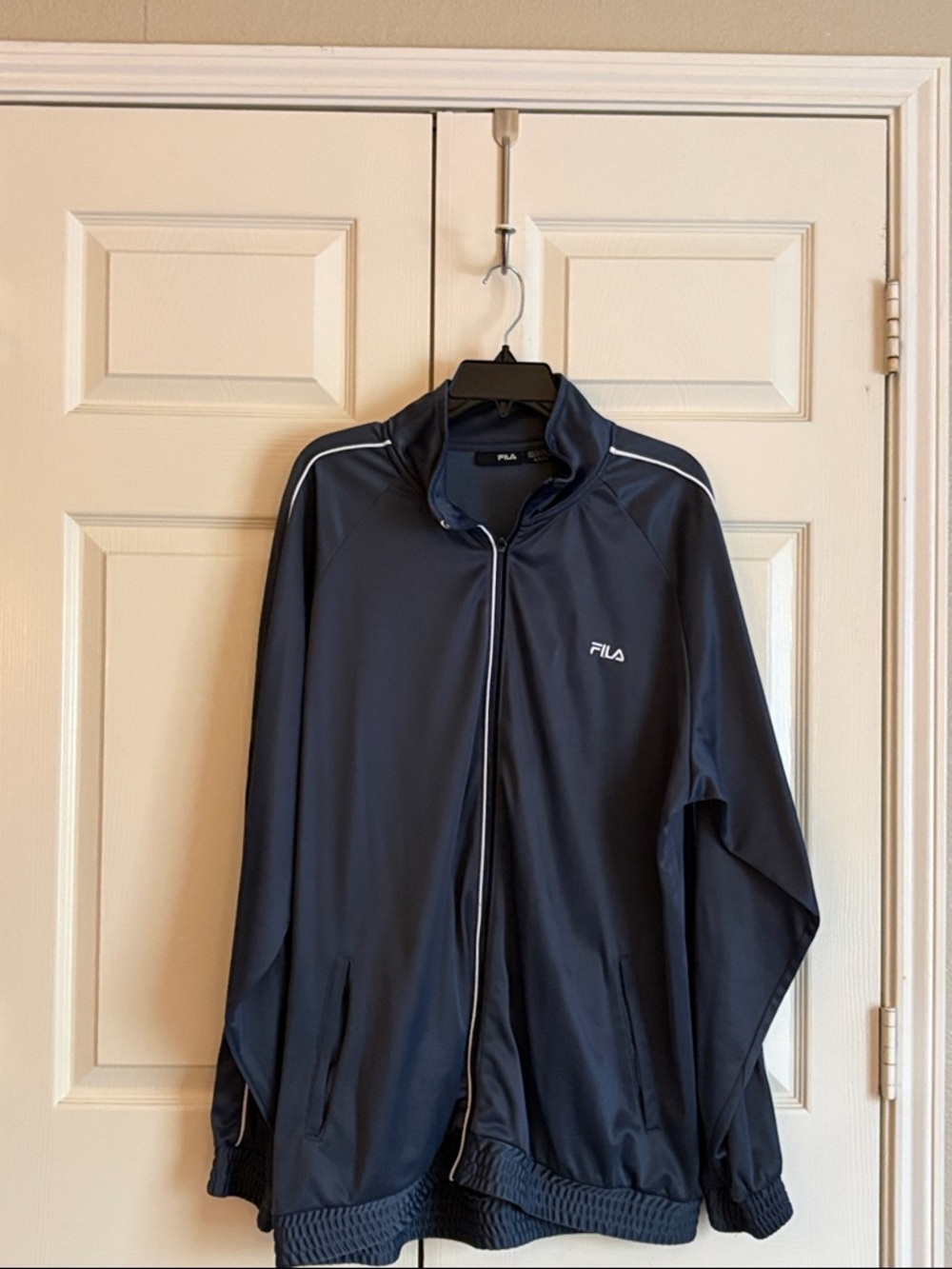FILA Men's Dark Blue Track Jacket with White Piping xl